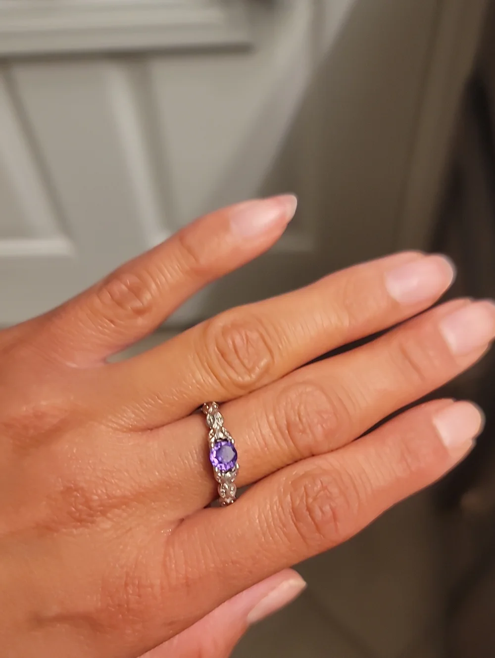 Sterling Silver Purple Gemstone Twist Band Ring